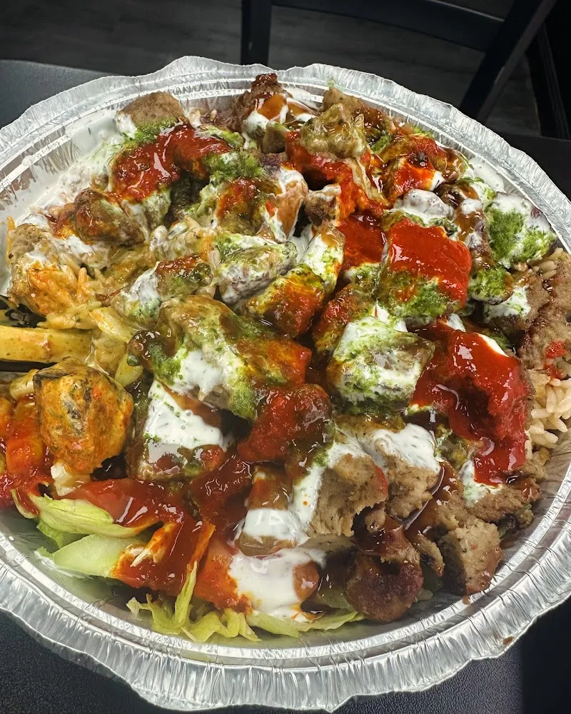Mixed over Rice Fries Salad